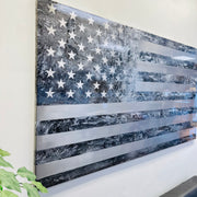 Your Design / Custom Color Hand Marbled Patina Steel Flag