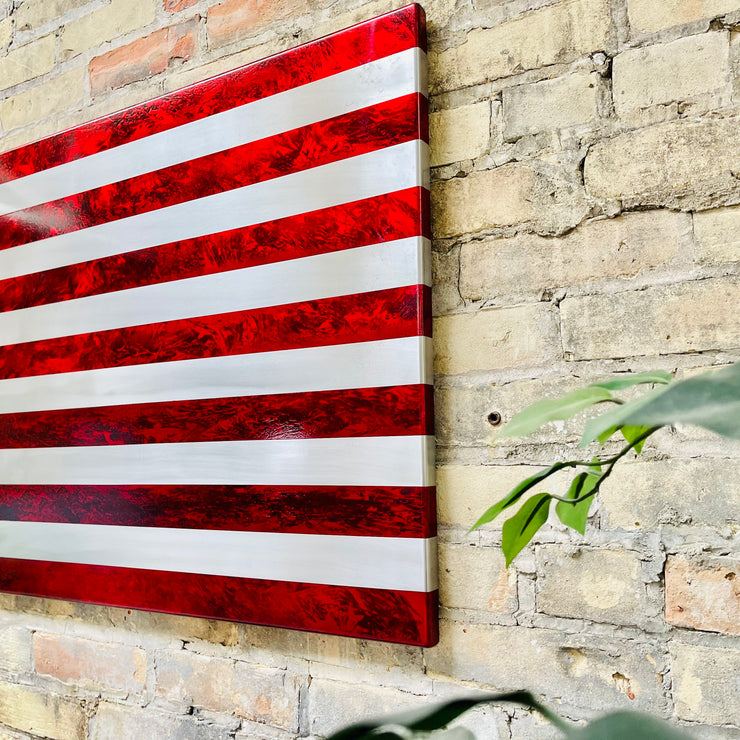 Hand Marbled Patina Steel Flag
